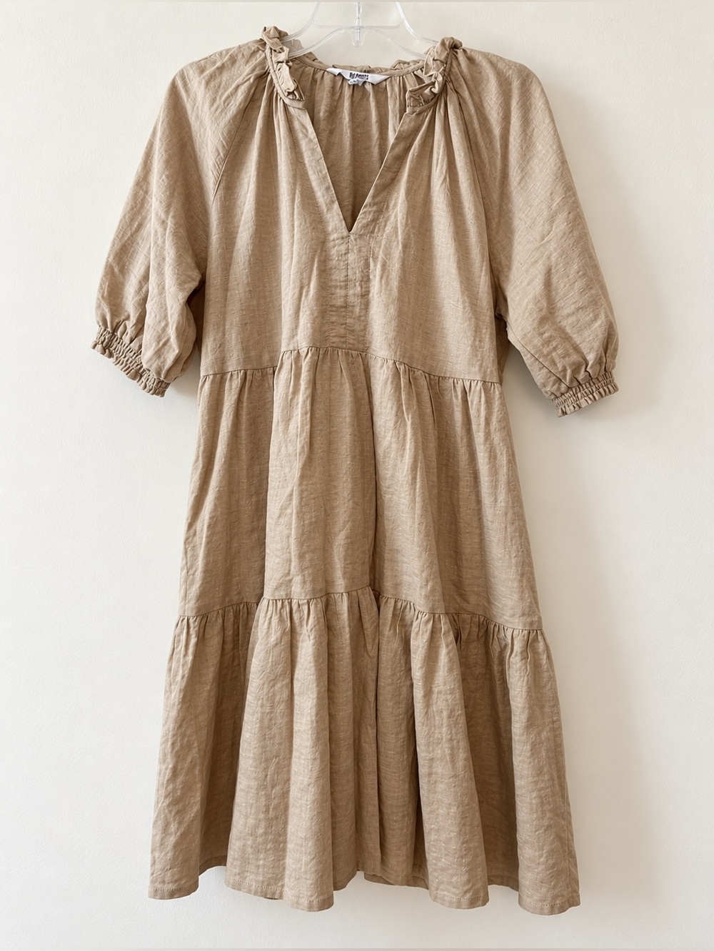 BB Dakota x Steve Madden Hustle and Glow Tan Mini Peasant Dress NWOT M #1873